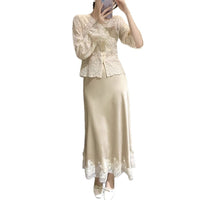 Elegant Lace Stitching Hip Long Dress For Women
