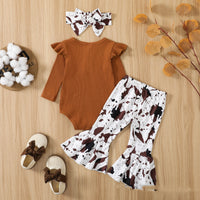 Romper Bell-bottom Pants Hair Band Three-piece Set