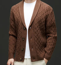 Knitted Cardigan Men's Thickened Jacquard Single-breasted
