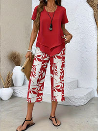 Elegant High-waisted Wide-leg Pants Two-piece Set