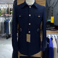 Slim-fit Zhongshan Suit Navy Blue Men's Suit Two-piece Suit