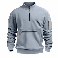 Men's Stand Collar Zipper Sweater Casual Fleece Sweater