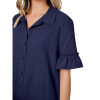 Women's Solid Color Loose And Versatile Button-up Shirt Dress