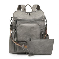 Large Capacity Pu Retro Contrast Color Backpack