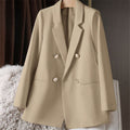 Women's Solid-Colored Defined-Waist Blazer