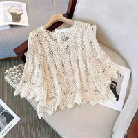 Beach Vacation Hollow-Out Crochet Blouse Top