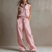 Womens AutumnSummer Casual Loose Sweatshirt And Straight Leg Pants Set