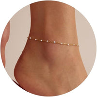 Oil Dripping Bead Herringbone Chain Anklet Rice Bead Chain Anklet