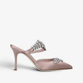 French Pointed Stiletto Rhinestone Semi-slip Heels