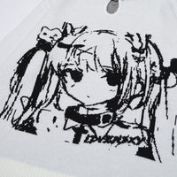 Anime Girl With Scarf Round Neck Sweater Men And Women Autumn And Winter Loose