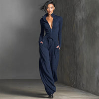 Womens Fashionable And Sexy Zippered Sports Jumpsuit