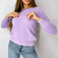 New Plush Pullover Crew Neck Sweater Women