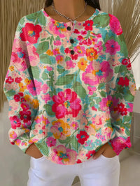 Womens Retro Casual Laid-back Sweatshirt