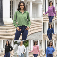 Solid Color Loose Long Sleeves Women's Shirt