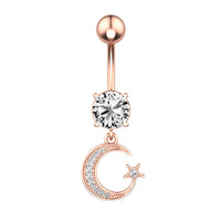 Fashion Moon Star Zircon Belly Button Ring