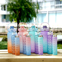 Gradient Three-piece Cup Large Capacity Sports Cold Water Bottle