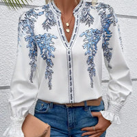 Floral Printed Ruffled Sleeve Shirt