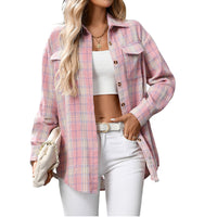 Casual Fashion Loose Plaid Pocket Shirt For Women