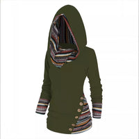 Tribal Geometric Pattern Plaid Patchwork Beanie Jacket