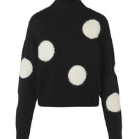 Autumn New Half Turtleneck Polka Dot Temperament Crew Neck Pullover Sweater Women