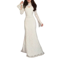 Womens Sexy Stand Collar Lace Hollow-Out Bodycon Dress