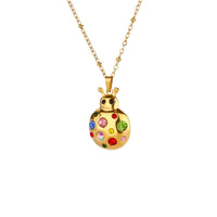 Retro Zircon-Inlaid Oil-Drip Pattern 18K Gold-Plated Choker Necklace