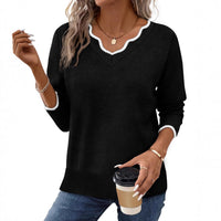 Womens Short-Sleeve Sweater Simple Elegant Solid-Color Knit Top