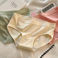 Women's Cotton Breathable Underwear Girly Simplicity Japanese Mid-waist Student Seamless Briefs