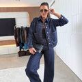Fashionable Casual Loose-fitting Washed-blue Denim Jacket