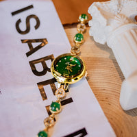 Women's Copper Coin Bracelet Chalcedony Jade Watch