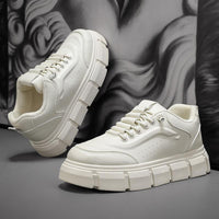 Mens Stylish Microfiber Chunky-soled Trendy All-match Casual Shoes