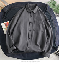 Heavyweight Casual White Cotton Long-sleeve Shirt