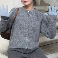 Sweet Loose-Fitting Slimming Round-Neck Knitted Top For Women