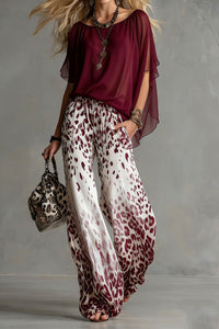 Slimming Wide-leg Straight-leg Casual Pants And Chiffon Top Set