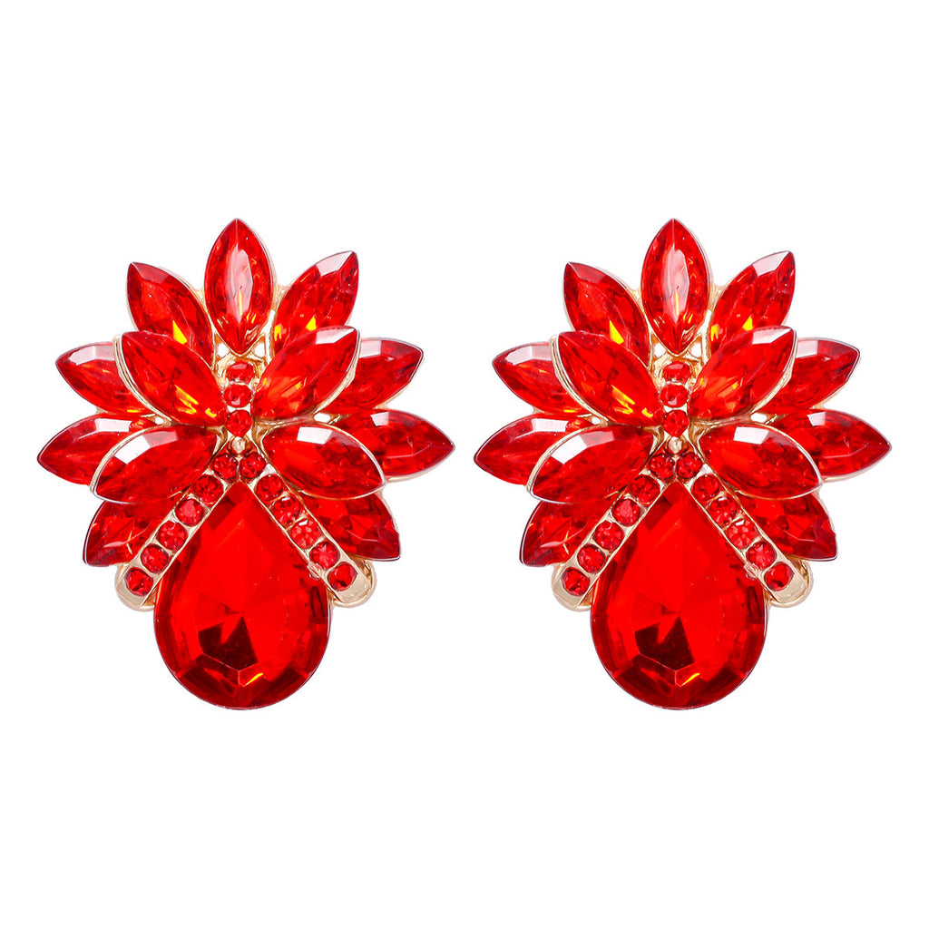 New Fashion Women's Personality Flower Rhinestone-embedded Earrings