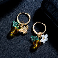 Sweet Alloy Bee Glass Leaf Flower Pendant Women's Ear Cuffs