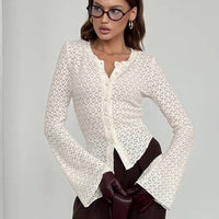 Women's Round-Neck Lace Knitted Cardigan Top