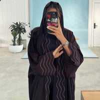Arab Dubai Turkey Exquisite Embroidery Embroidery Coat With Headscarf Two Pieces