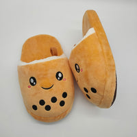 Simulation Milk Tea Plush Slippers Cute And Funny Pearl