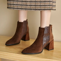 Womens Minimalist Versatile Short Boots With A Back Zipper In British Style