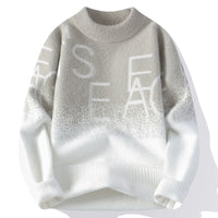 Mens Thickened Warm Color-Block Sweater