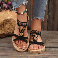 New Large Size Flat Bottom Ultra-light Sole Beaded Sandals