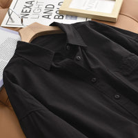 Pure Cotton Long-sleeve Shirt Womens Loose-fitting Casual All-match Style