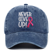Breast Ribbon Embroidered Peaked Cap Baseball