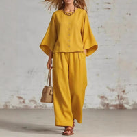 Women's Cotton And Linen Wide-leg Pants Suit