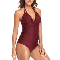 Solid Color One Piece Swimsuit Bikini