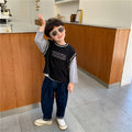Boys' Spliced Sleeve Two Piece Crew Neck
