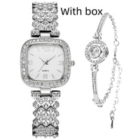Small Square Watch Full Diamond Women's Bracelet Gift Box