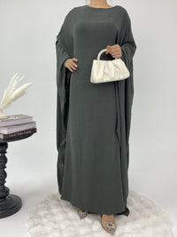 Womens Cinched-waist Batwing-sleeve Dress