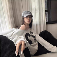 Laid-back Casual Loose-fit Off-shoulder Pullover Top